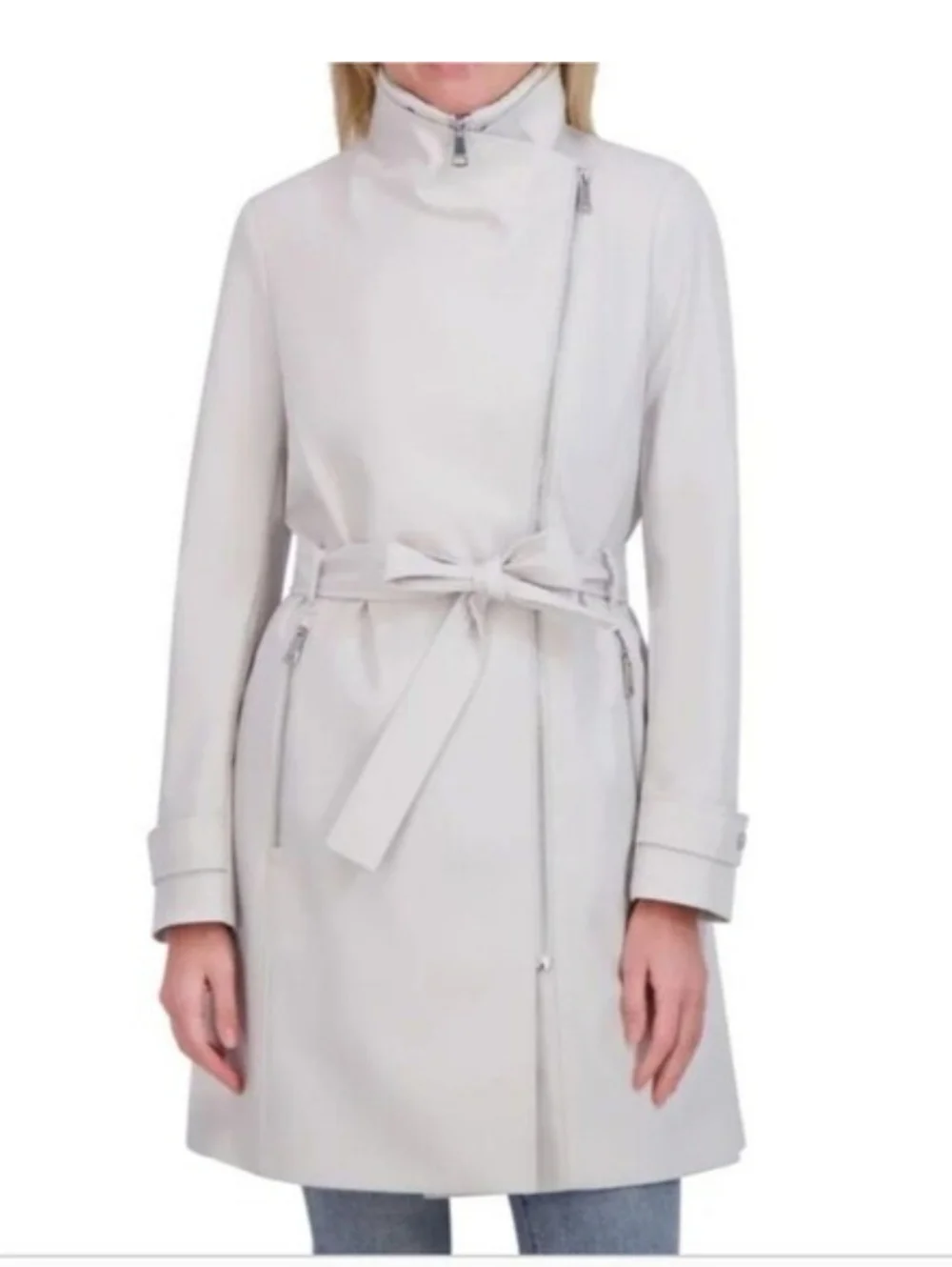 Nwt Halston Chic Women's Gray Trench Coat Size XXL - Picture 3 of 5